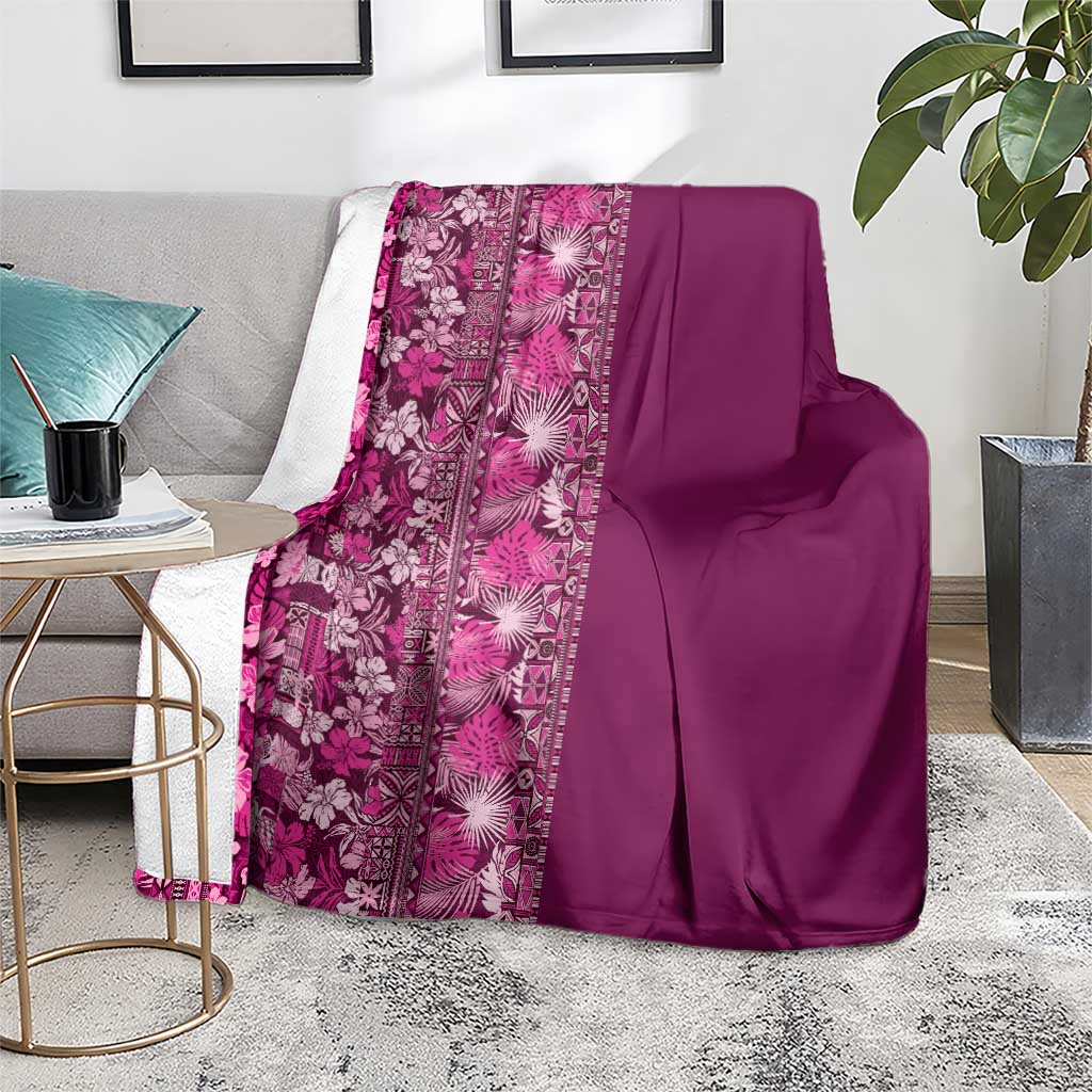 Hawaiian Tribal Elements Hibiscus Blanket Pink Pattern - Polynesian Pride