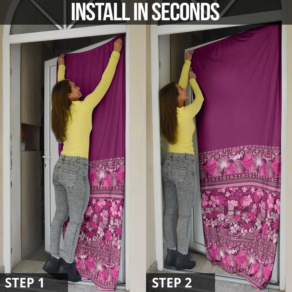 Hawaiian Tribal Elements Hibiscus Door Cover Pink Pattern - Polynesian Pride