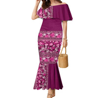 Hawaiian Tribal Elements Hibiscus Family Matching Mermaid Dress and Hawaiian Shirt Pink Pattern - Polynesian Pride