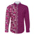 Hawaiian Tribal Elements Hibiscus Family Matching Off The Shoulder Long Sleeve Dress and Hawaiian Shirt Pink Pattern - Polynesian Pride