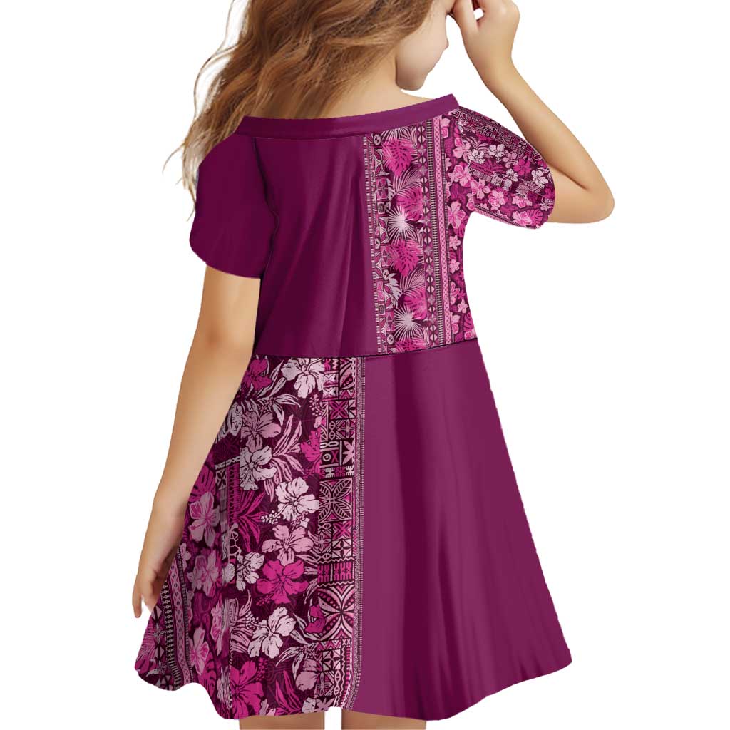 Hawaiian Tribal Elements Hibiscus Family Matching Puletasi and Hawaiian Shirt Pink Pattern - Polynesian Pride