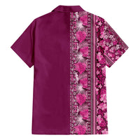 Hawaiian Tribal Elements Hibiscus Family Matching Tank Maxi Dress and Hawaiian Shirt Pink Pattern - Polynesian Pride