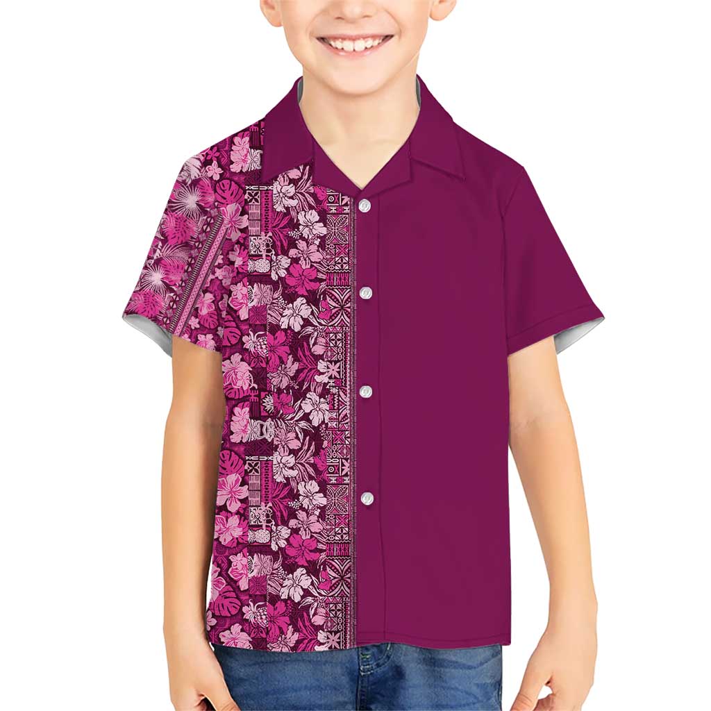 Hawaiian Tribal Elements Hibiscus Hawaiian Shirt Pink Pattern - Polynesian Pride