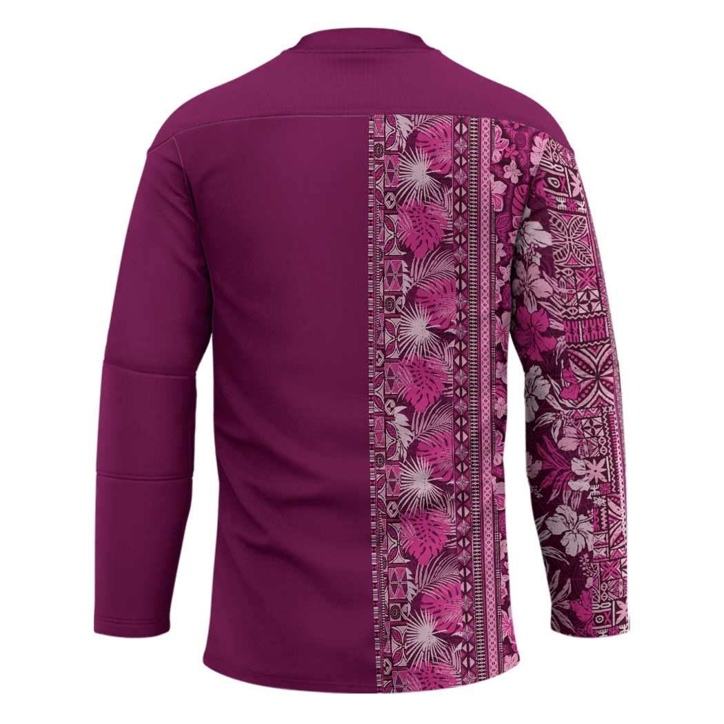 Hawaiian Tribal Elements Hibiscus Hockey Jersey Pink Pattern - Polynesian Pride