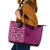 Hawaiian Tribal Elements Hibiscus Leather Tote Bag Pink Pattern - Polynesian Pride
