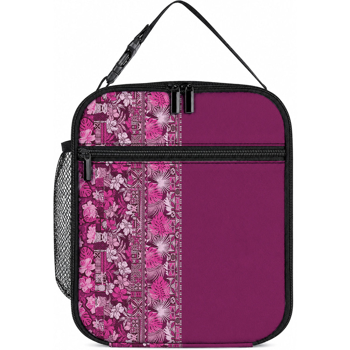 Hawaiian Tribal Elements Hibiscus Lunch Bag Pink Pattern LT9 10.2 × 8.3 × 4.3 inch Pink - Polynesian Pride