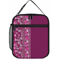 Hawaiian Tribal Elements Hibiscus Lunch Bag Pink Pattern LT9 10.2 × 8.3 × 4.3 inch Pink - Polynesian Pride