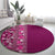Hawaiian Tribal Elements Hibiscus Round Carpet Pink Pattern - Polynesian Pride