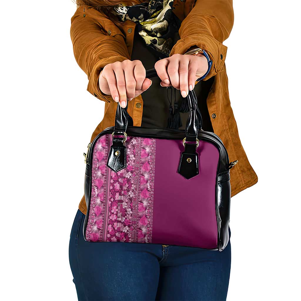 Hawaiian Tribal Elements Hibiscus Shoulder Handbag Pink Pattern - Polynesian Pride