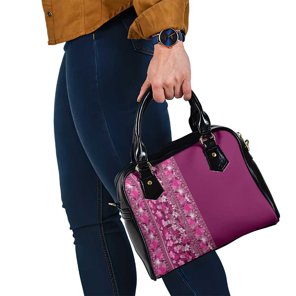 Hawaiian Tribal Elements Hibiscus Shoulder Handbag Pink Pattern - Polynesian Pride
