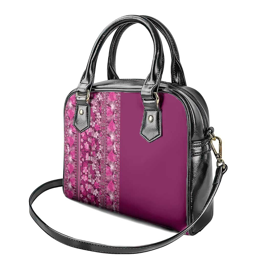 Hawaiian Tribal Elements Hibiscus Shoulder Handbag Pink Pattern - Polynesian Pride