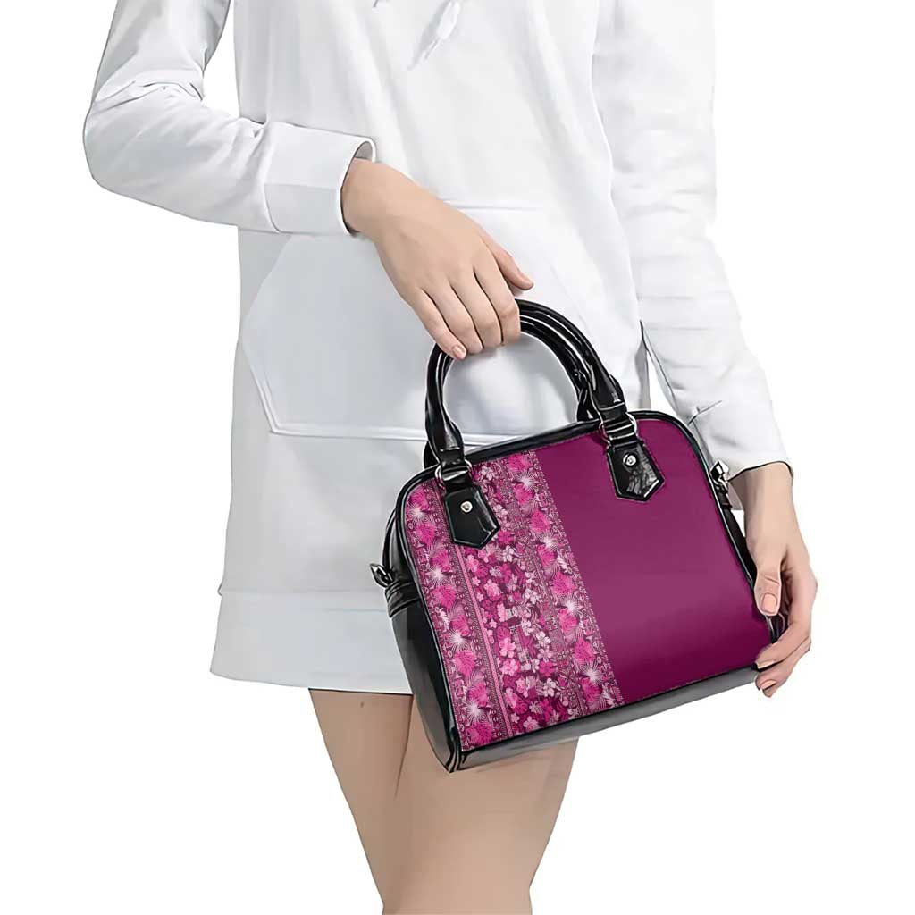 Hawaiian Tribal Elements Hibiscus Shoulder Handbag Pink Pattern - Polynesian Pride