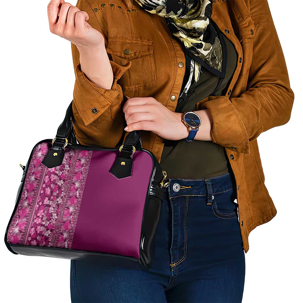 Hawaiian Tribal Elements Hibiscus Shoulder Handbag Pink Pattern - Polynesian Pride