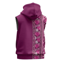 Hawaiian Tribal Elements Hibiscus Sleeveless Hoodie Pink Pattern - Polynesian Pride