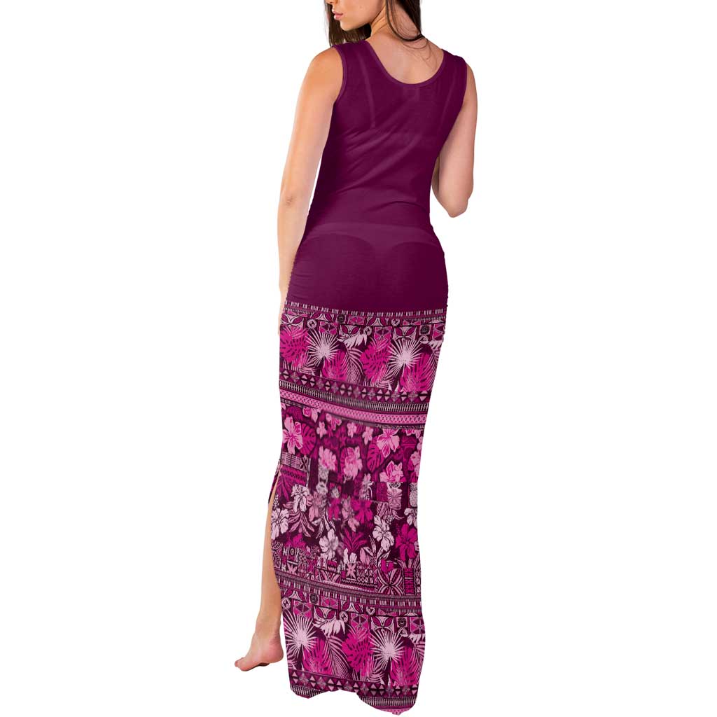 Hawaiian Tribal Elements Hibiscus Tank Maxi Dress Pink Pattern - Polynesian Pride