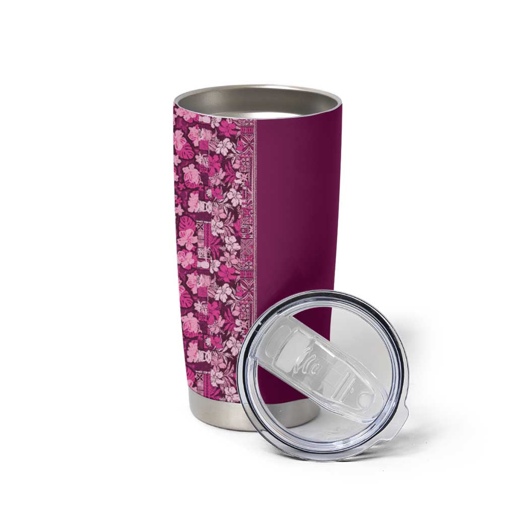 Hawaiian Tribal Elements Hibiscus Tumbler Cup Pink Pattern - Polynesian Pride