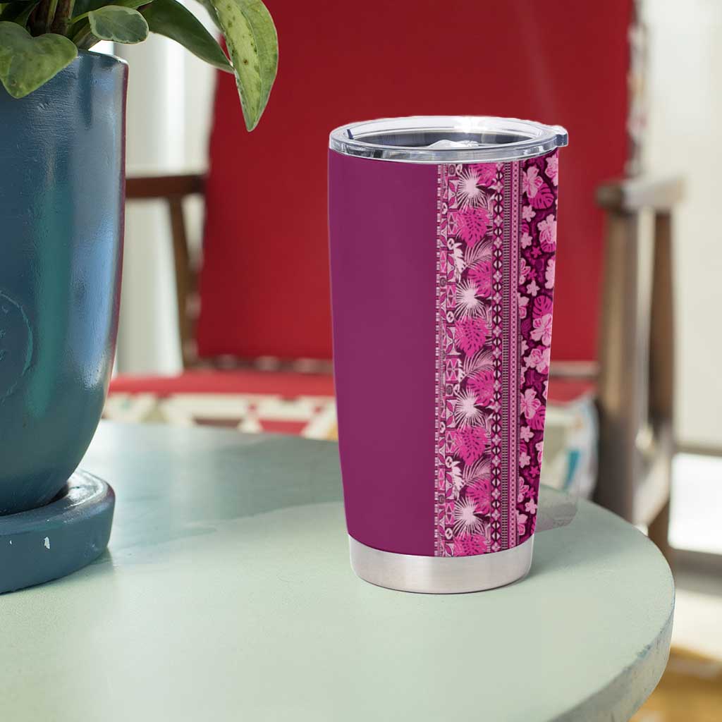 Hawaiian Tribal Elements Hibiscus Tumbler Cup Pink Pattern - Polynesian Pride