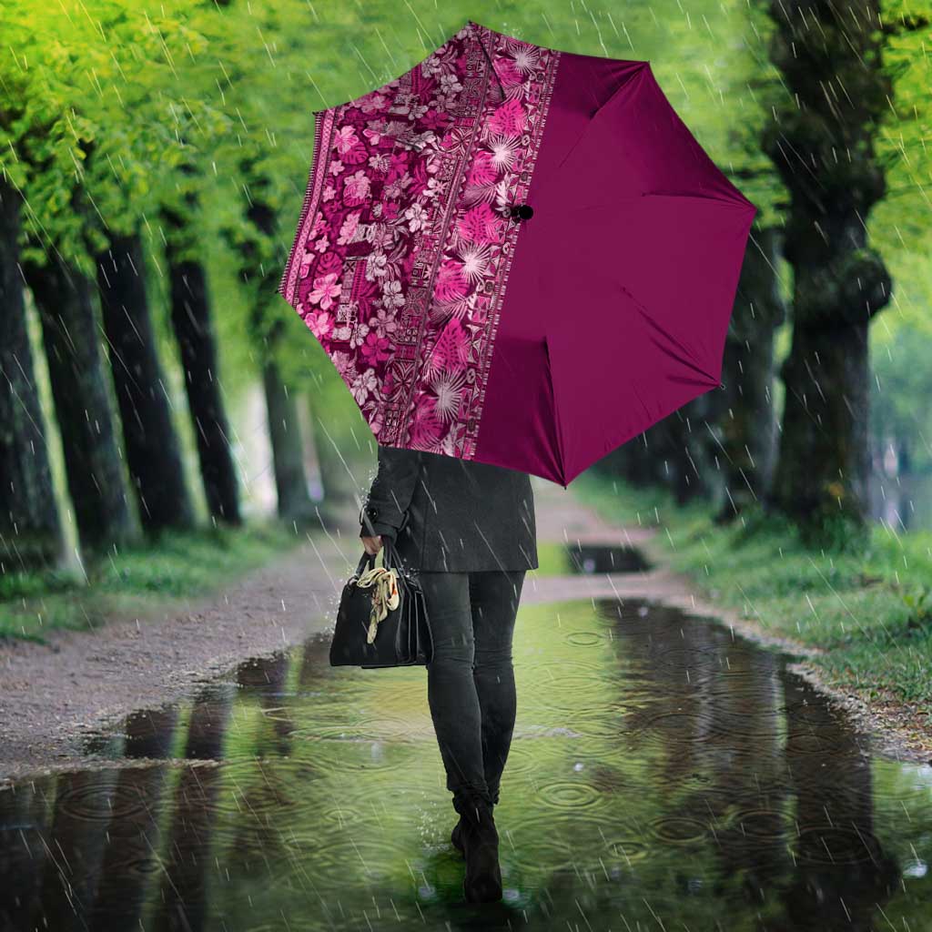 Hawaiian Tribal Elements Hibiscus Umbrella Pink Pattern - Polynesian Pride