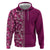 Hawaiian Tribal Elements Hibiscus Zip Hoodie Pink Pattern - Polynesian Pride