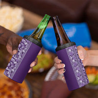 Hawaiian Tribal Elements Hibiscus 4 in 1 Can Cooler Tumbler Purple Pattern - Polynesian Pride
