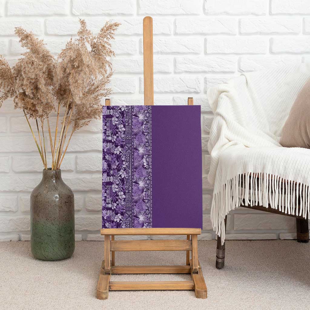 Hawaiian Tribal Elements Hibiscus Canvas Wall Art Purple Pattern - Polynesian Pride