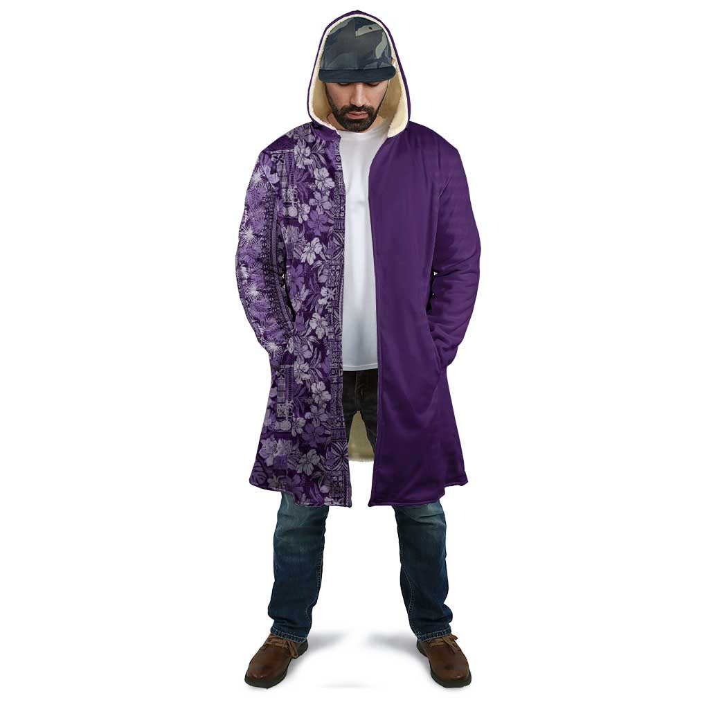 Hawaiian Tribal Elements Hibiscus Cloak Purple Pattern - Polynesian Pride
