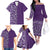 Hawaiian Tribal Elements Hibiscus Family Matching Off The Shoulder Long Sleeve Dress and Hawaiian Shirt Purple Pattern - Polynesian Pride