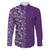 Hawaiian Tribal Elements Hibiscus Family Matching Off The Shoulder Long Sleeve Dress and Hawaiian Shirt Purple Pattern - Polynesian Pride