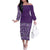 Hawaiian Tribal Elements Hibiscus Family Matching Off The Shoulder Long Sleeve Dress and Hawaiian Shirt Purple Pattern - Polynesian Pride