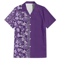 Hawaiian Tribal Elements Hibiscus Family Matching Tank Maxi Dress and Hawaiian Shirt Purple Pattern - Polynesian Pride