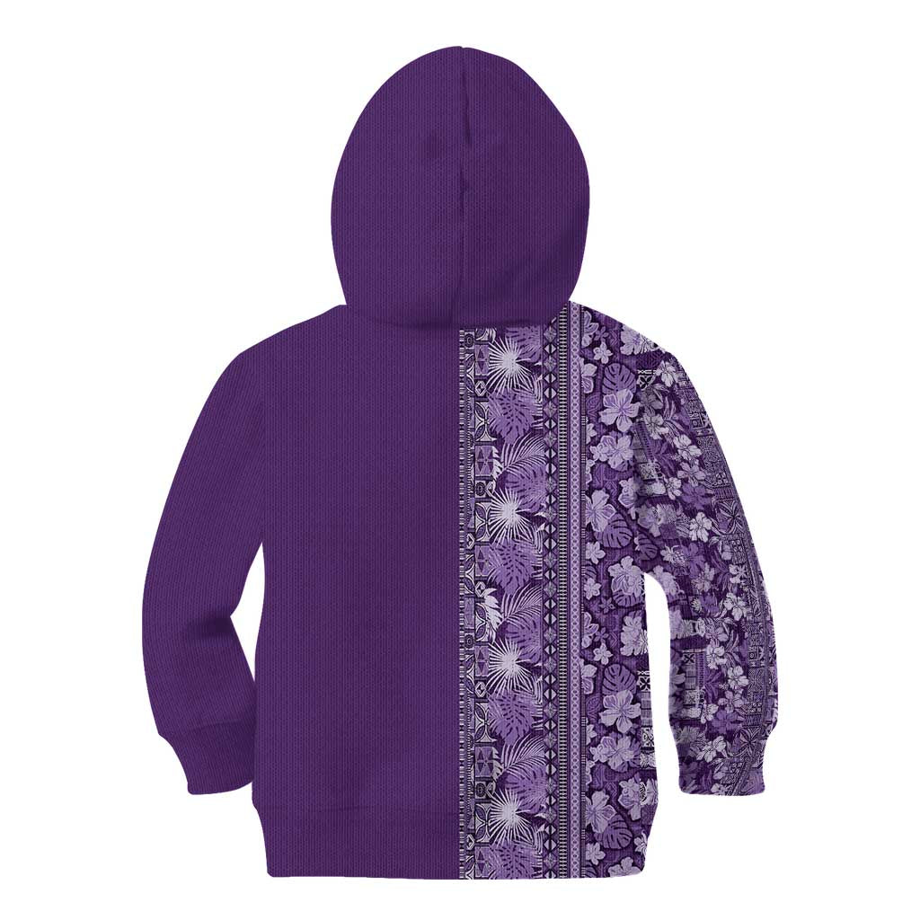 Hawaiian Tribal Elements Hibiscus Kid Hoodie Purple Pattern - Polynesian Pride