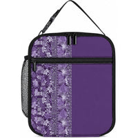 Hawaiian Tribal Elements Hibiscus Lunch Bag Purple Pattern LT9 10.2 × 8.3 × 4.3 inch Purple - Polynesian Pride