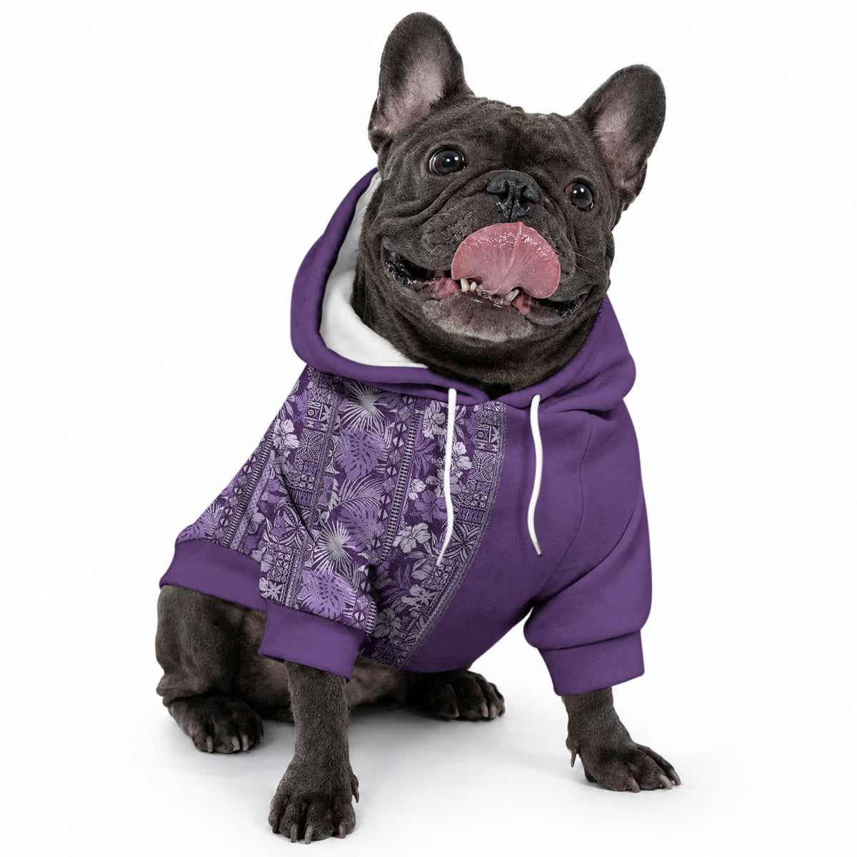 Hawaiian Tribal Elements Hibiscus Pet Hoodie Purple Pattern LT9 - Polynesian Pride