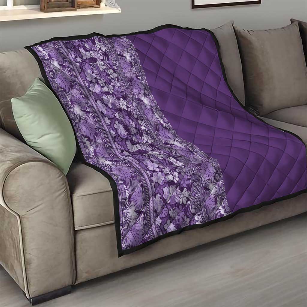 Hawaiian Tribal Elements Hibiscus Quilt Purple Pattern - Polynesian Pride