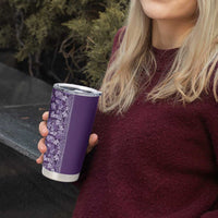 Hawaiian Tribal Elements Hibiscus Tumbler Cup Purple Pattern - Polynesian Pride