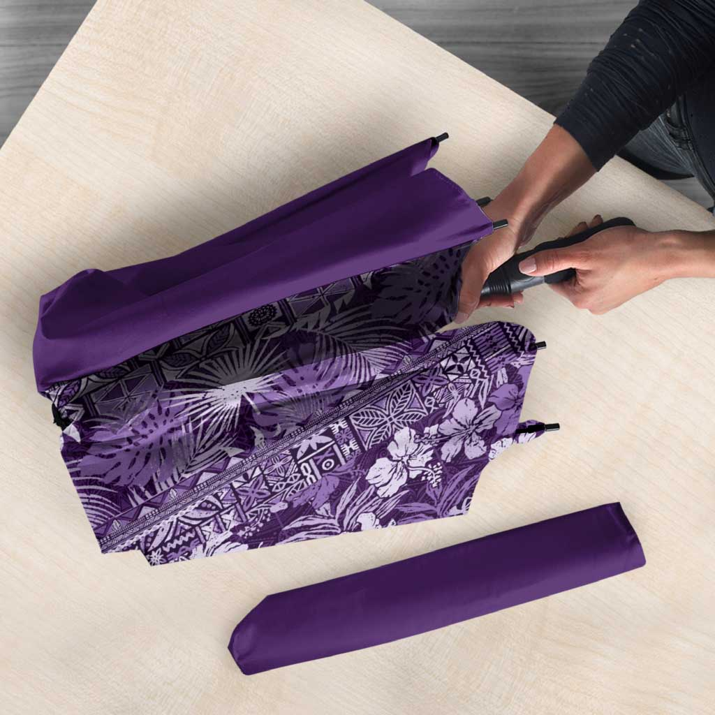 Hawaiian Tribal Elements Hibiscus Umbrella Purple Pattern - Polynesian Pride