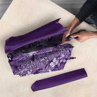 Hawaiian Tribal Elements Hibiscus Umbrella Purple Pattern - Polynesian Pride