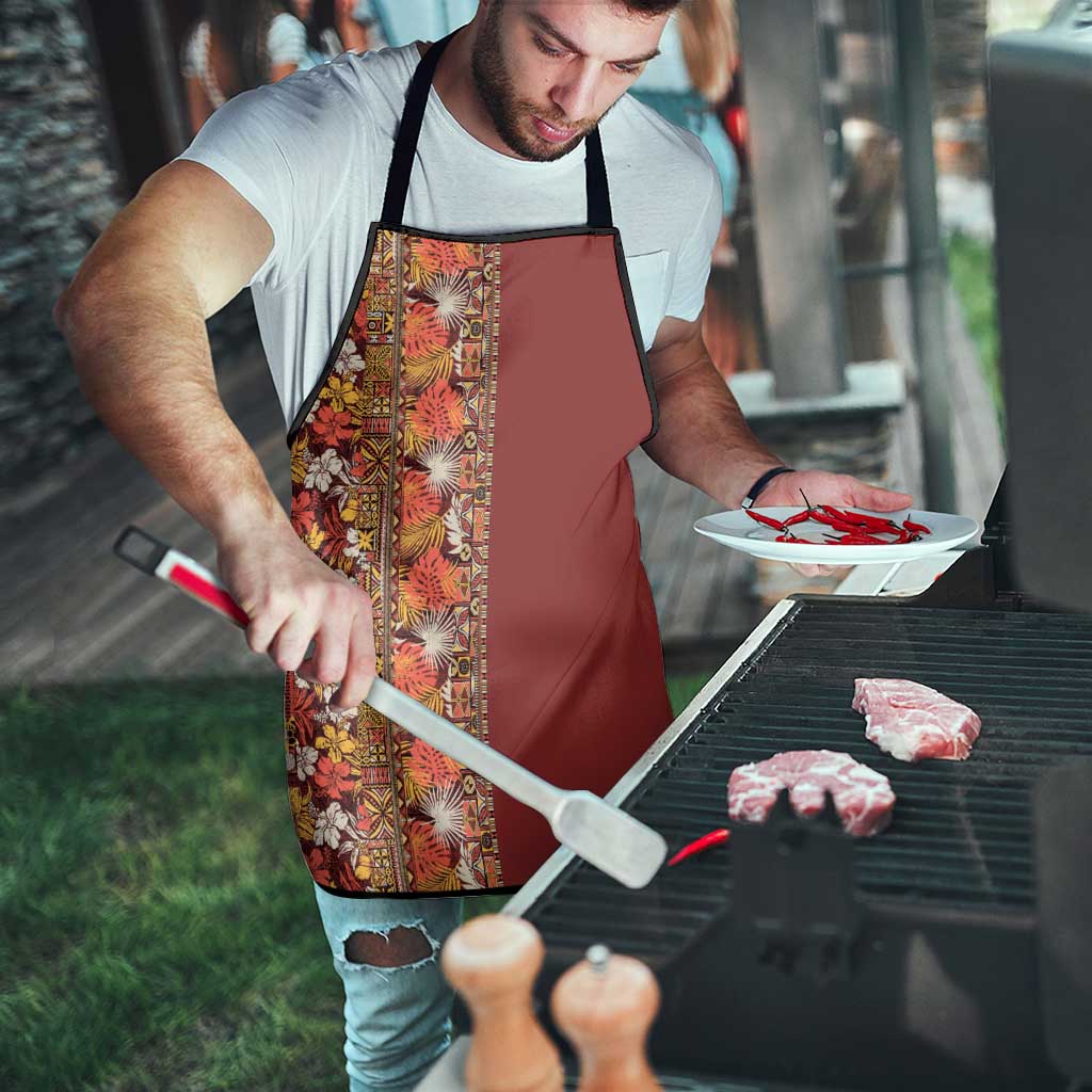 Hawaiian Tribal Elements Hibiscus Apron Red Pattern - Polynesian Pride