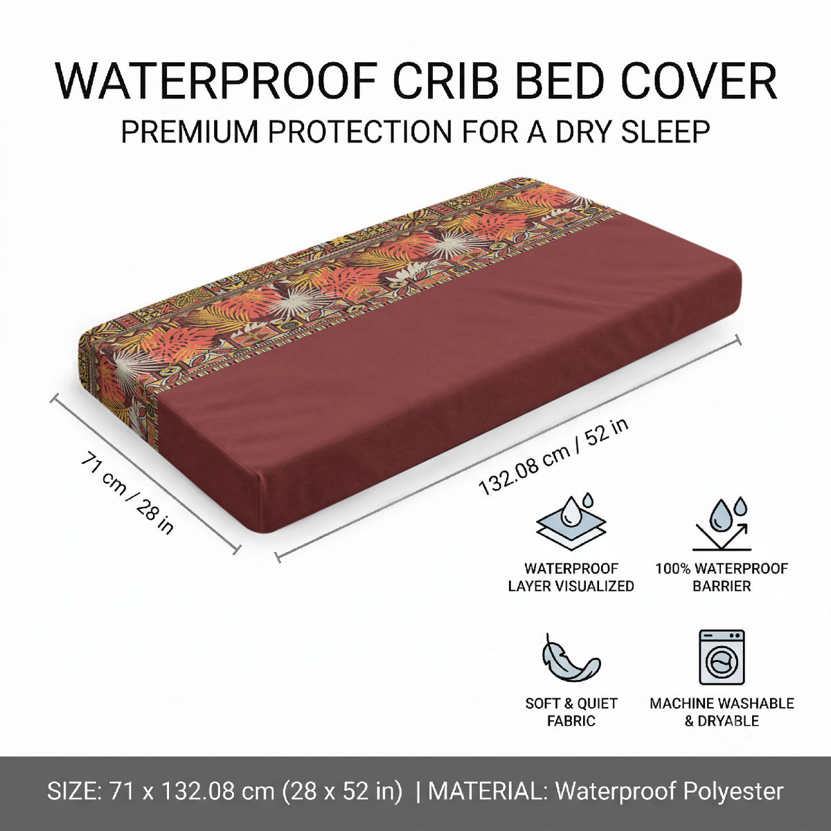 Hawaiian Tribal Elements Hibiscus Baby Bed Cover Red Pattern LT9 - Polynesian Pride