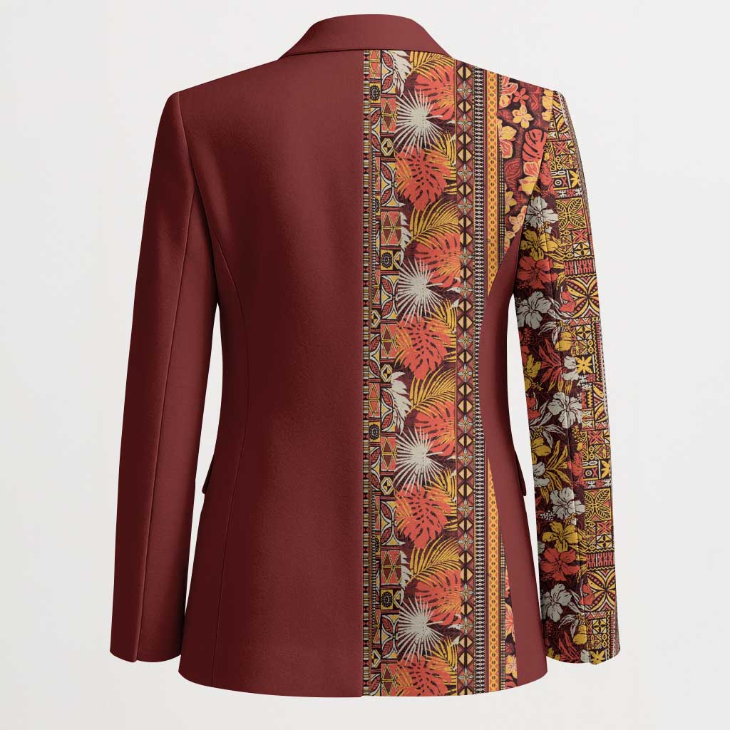 Hawaiian Tribal Elements Hibiscus Blazer Red Pattern - Polynesian Pride