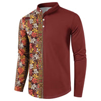 Hawaiian Tribal Elements Hibiscus Button Sweatshirt Red Pattern - Polynesian Pride