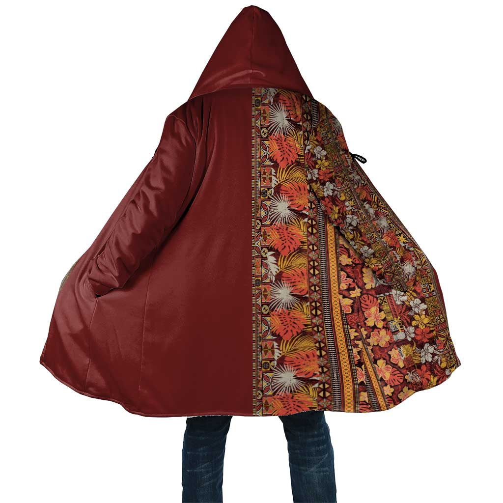 Hawaiian Tribal Elements Hibiscus Cloak Red Pattern - Polynesian Pride