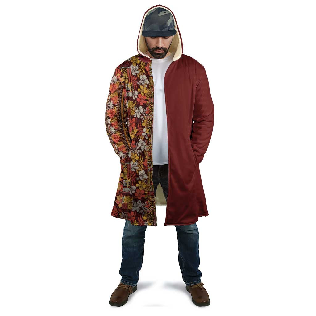 Hawaiian Tribal Elements Hibiscus Cloak Red Pattern - Polynesian Pride