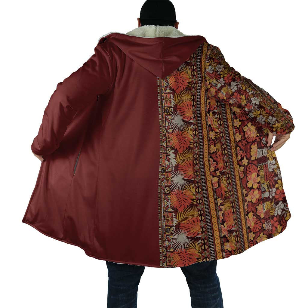 Hawaiian Tribal Elements Hibiscus Cloak Red Pattern - Polynesian Pride