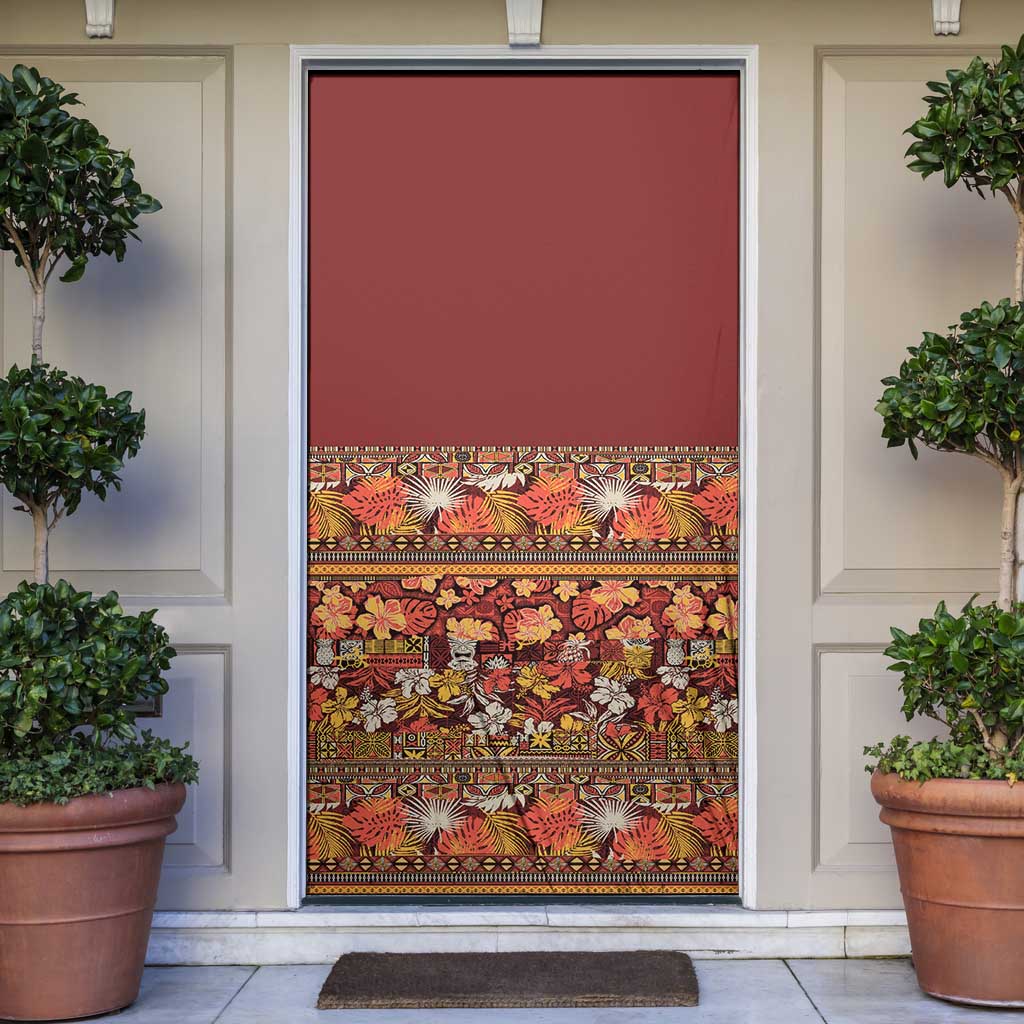 Hawaiian Tribal Elements Hibiscus Door Cover Red Pattern LT9 Red - Polynesian Pride
