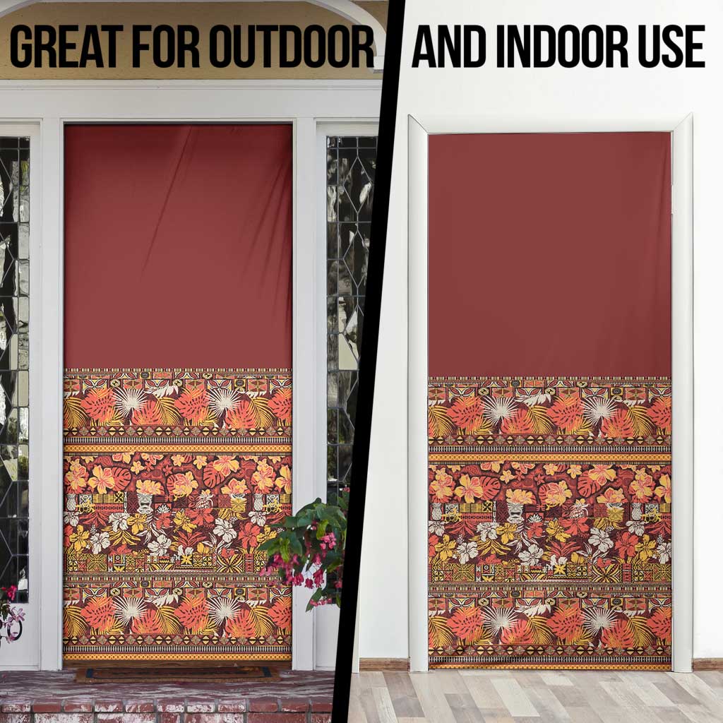 Hawaiian Tribal Elements Hibiscus Door Cover Red Pattern - Polynesian Pride