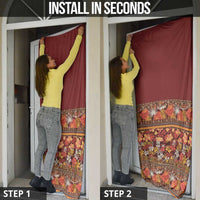 Hawaiian Tribal Elements Hibiscus Door Cover Red Pattern - Polynesian Pride