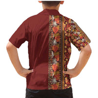 Hawaiian Tribal Elements Hibiscus Family Matching Mermaid Dress and Hawaiian Shirt Red Pattern - Polynesian Pride