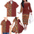 Hawaiian Tribal Elements Hibiscus Family Matching Off The Shoulder Long Sleeve Dress and Hawaiian Shirt Red Pattern - Polynesian Pride