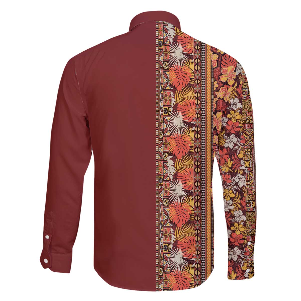 Hawaiian Tribal Elements Hibiscus Family Matching Off The Shoulder Long Sleeve Dress and Hawaiian Shirt Red Pattern - Polynesian Pride